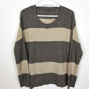 Vince Women‎ Yak Wool Blend Oversized Rugby Stripe Crewneck Sweater Size M